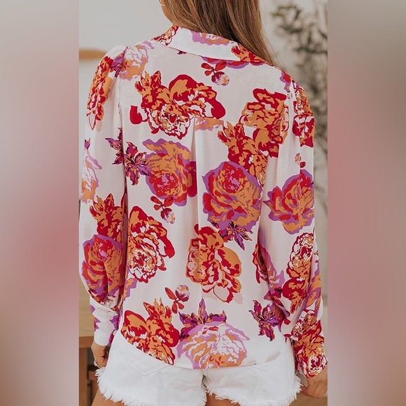 NWT Womens Tops Button Down Shirts Print Long Sleeve Blouses - Picture 3 of 7